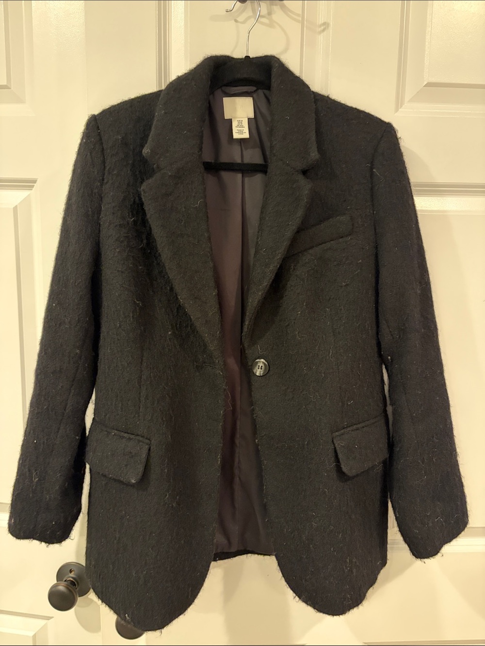 H&M Black Women's Wool-Blend Blazer Jacket